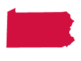 Red state of Pennsylvania outline