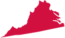 Red outline of the state of Virginia