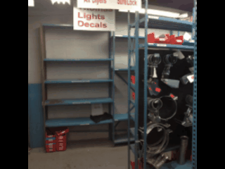inside of warehouse with bus parts