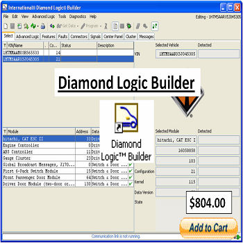 Diamond Logic Builder Vehicle Diagnostic Software screen