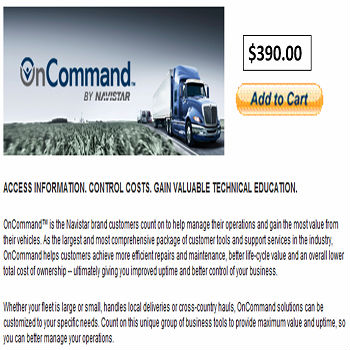 OnCommand by Navistar Vehicle Diagnostic Software screen