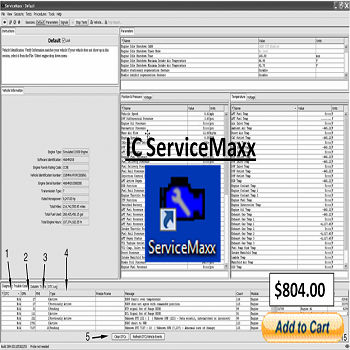 IC Service Maxx Vehicle Diagnostic screen