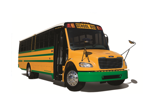Yellow and Green CNG Equipped School bus