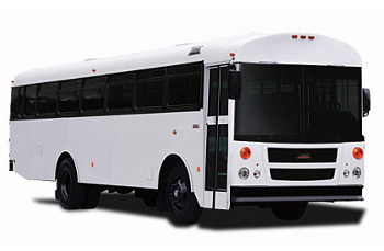 White commercial bus for churches