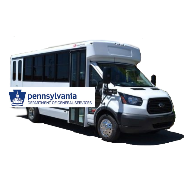 Pennsylvania Department of General Services logo in front of white bus