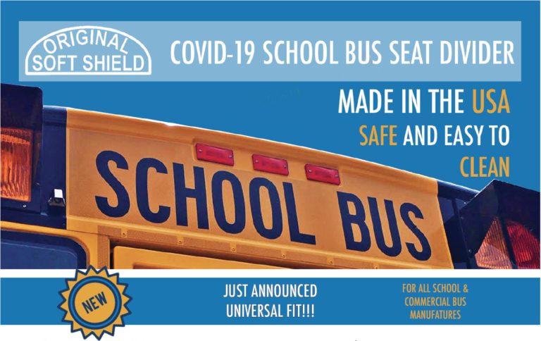 COVID - 19 school bus seat divider. Made in the USA. Safe and easy to Clean.