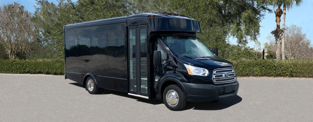 black bus parked in parking lot